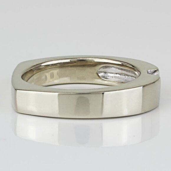 14K White Gold Princess-Cut Diamond Solitaire European Shank Wedding Band Ring - Picture 3 of 6